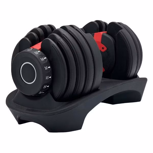 Гантель разборная регулируемая UnixFit 40 кг для силовых тренировок, обрезиненная, для фитнеса, 17 уровней регулировки