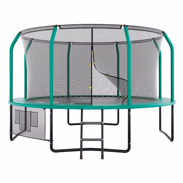 Батут UNIX line Премиальный с играми / Supreme Game 12 ft, общий диаметр 366 см, до 160 кг, диаметр прыжковой зоны 310 см, в комплекте лестница, мелки, зеленый