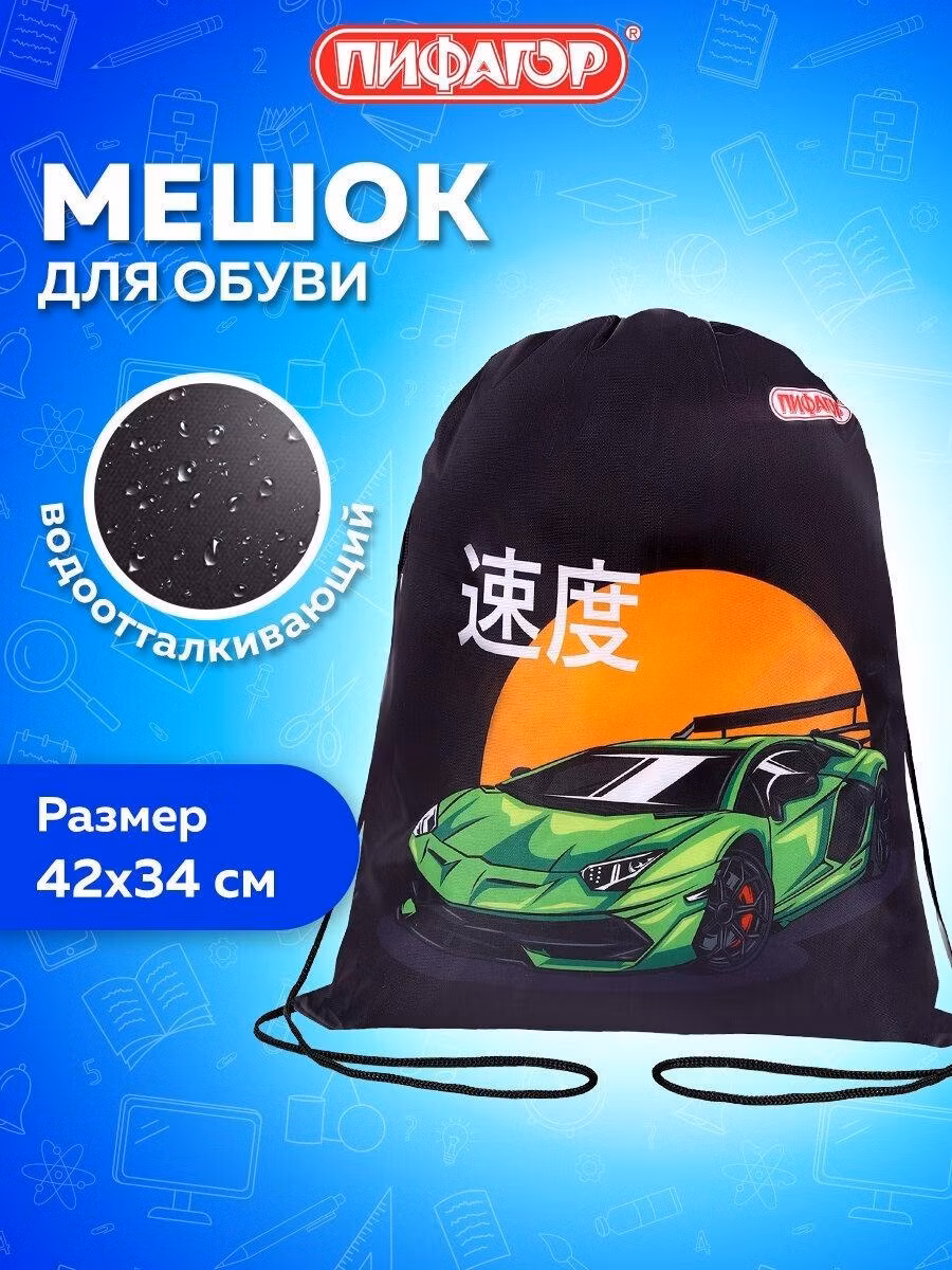 Мешок для обуви Пифагор 1 отделение, 42х34 см, Dive into drive, 272388