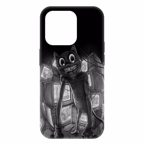 Чехол для смартфона, телефона Krutoff для iPhone 15 Pro Картун Кэт, черный (477623)