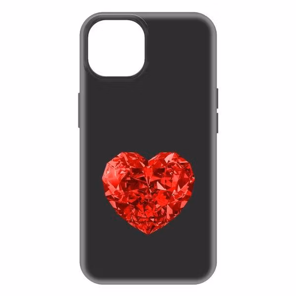 Чехол для смартфона, телефона Krutoff Рубиновое сердце для iPhone 15 (477262)