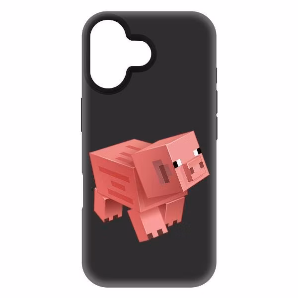 Чехол для смартфона, телефона Krutoff Minecraft-Свинка для iPhone 16 черный (572558)