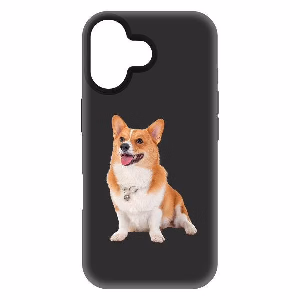 Чехол для смартфона, телефона Krutoff Корги для iPhone 16 черный (572549)