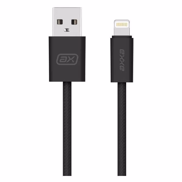 Дата-кабель USB-A - Lightning, 3A, 1м, черный, 7281 Axxa