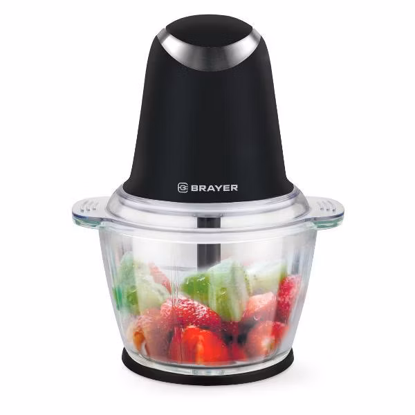 Измельчитель BRAYER BR1406, 500 Вт, AC мотор, Стеклянная чаша 1 л, 2 лезвия из нержавеющей стали, 2 скорости
