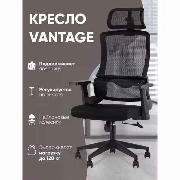 Кресло компьютерное TopChairs Vantage WH-978A черный