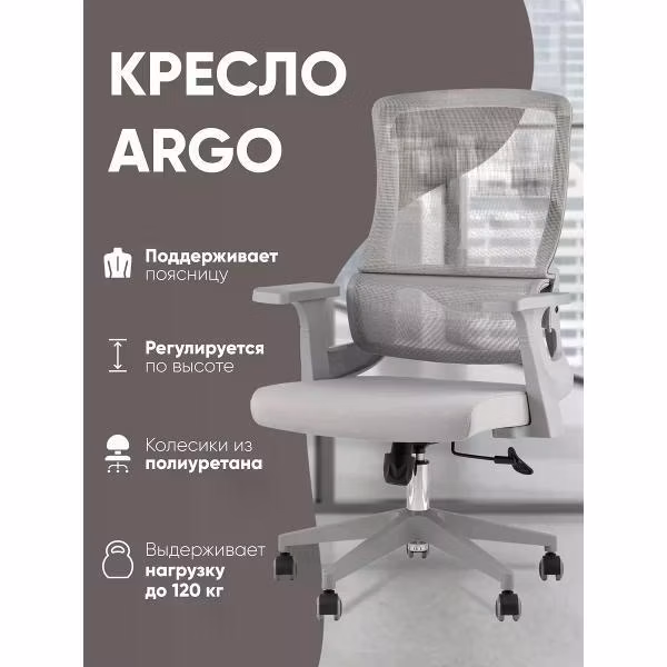 Кресло компьютерное TopChairs Argo WH-978BG grey