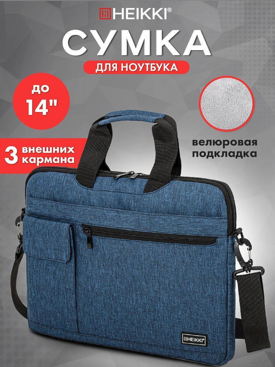 Сумка портфель HEIKKI NOVATION (ХЕЙКИ) с отд. для ноутбука 13-14", багаж лента, син,28х38х3см,272593