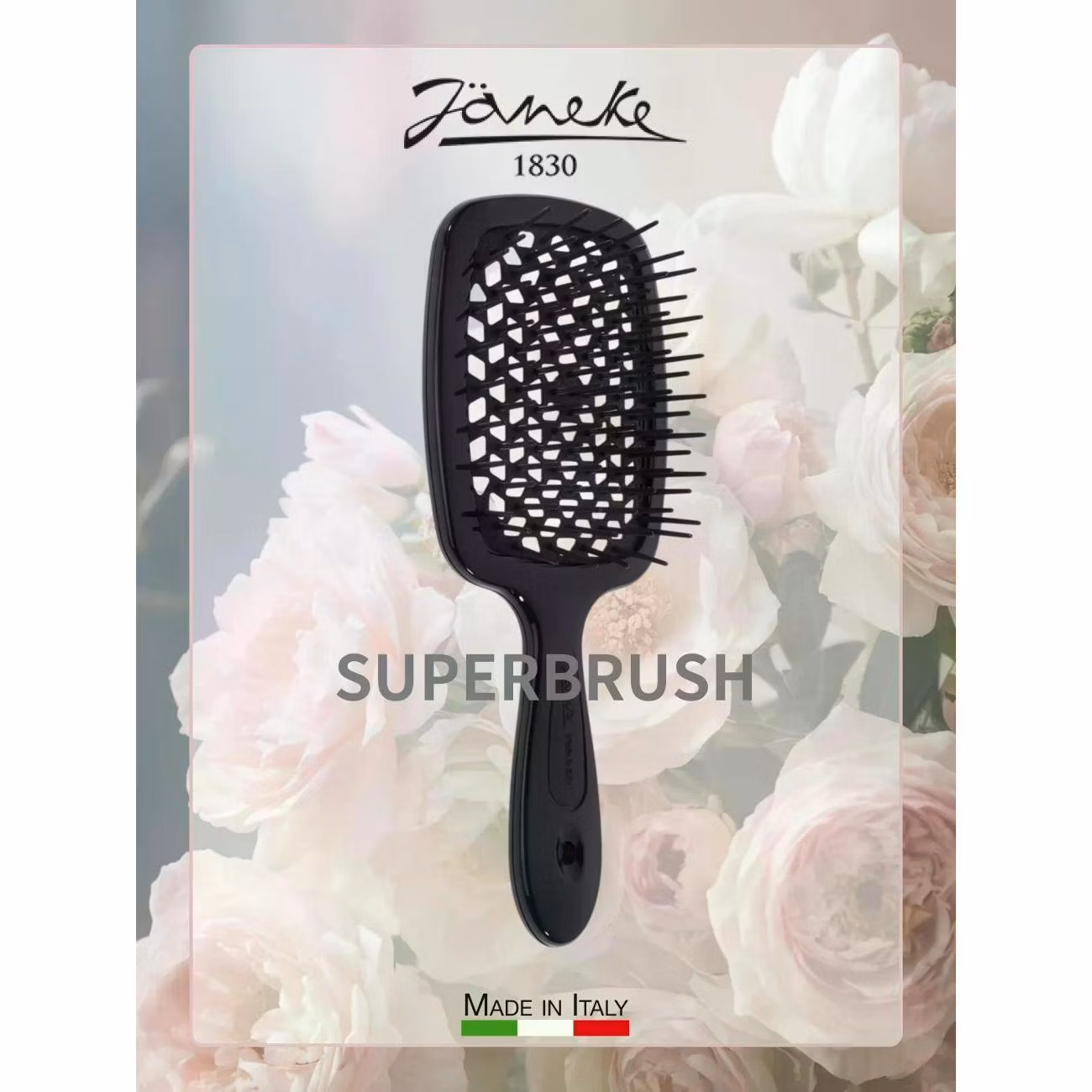 Профессиональная щетка для волос Janeke Superbrush, 20.3 см, черная
