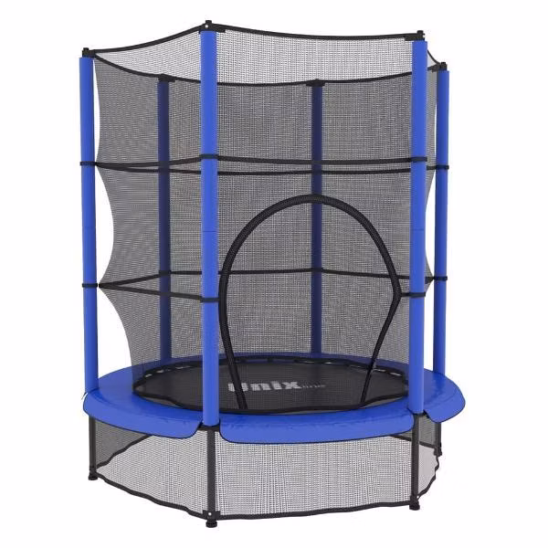 Батут каркасный для детей UNIX line Детский / Kids 4,6 ft, общий диаметр 140 см, до 50 кг, диаметр прыжковой зоны 106 см, с верхней и нижней защитной сетью, для дома и улицы, синий