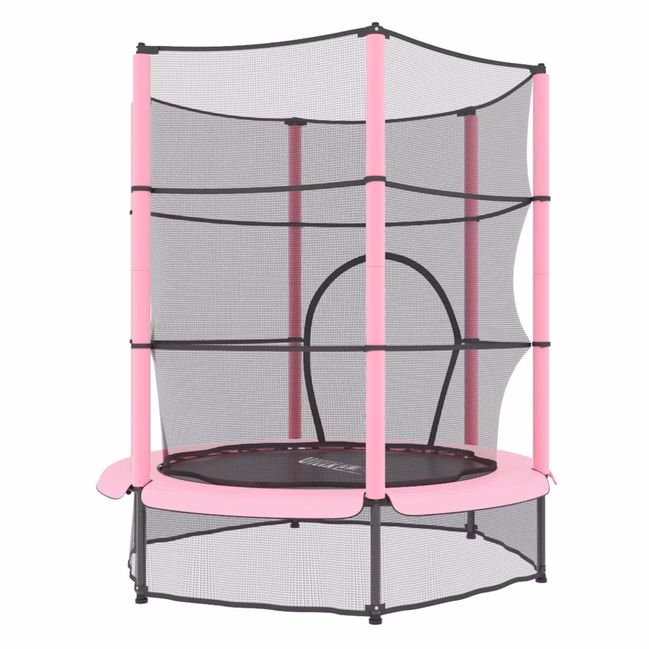 Батут каркасный для детей UNIX line Детский / Kids 4,6 ft, общий диаметр 140 см, до 50 кг, диаметр прыжковой зоны 106 см, с верхней и нижней защитной сетью, для дома и улицы, розовый
