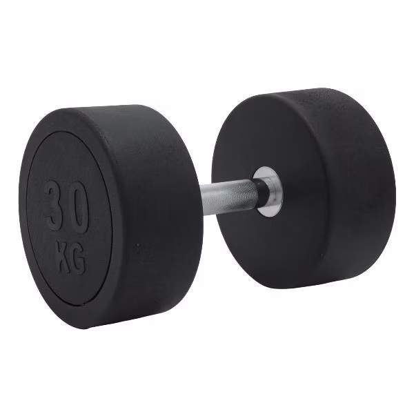 Гантель UnixFit профессиональная / PRO круглая обрезиненная 30 кг, металлическая спортивная гантель неразборная, 1 шт.