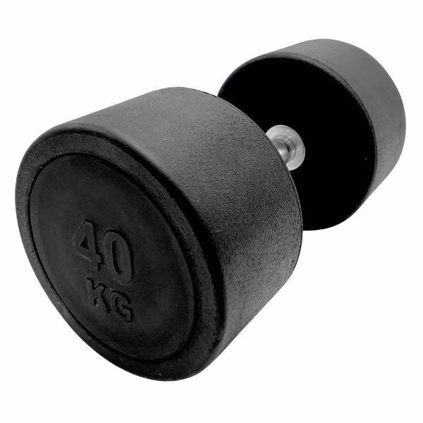 Гантель UnixFit профессиональная / PRO круглая обрезиненная 40 кг, металлическая спортивная гантель неразборная, 1 шт.