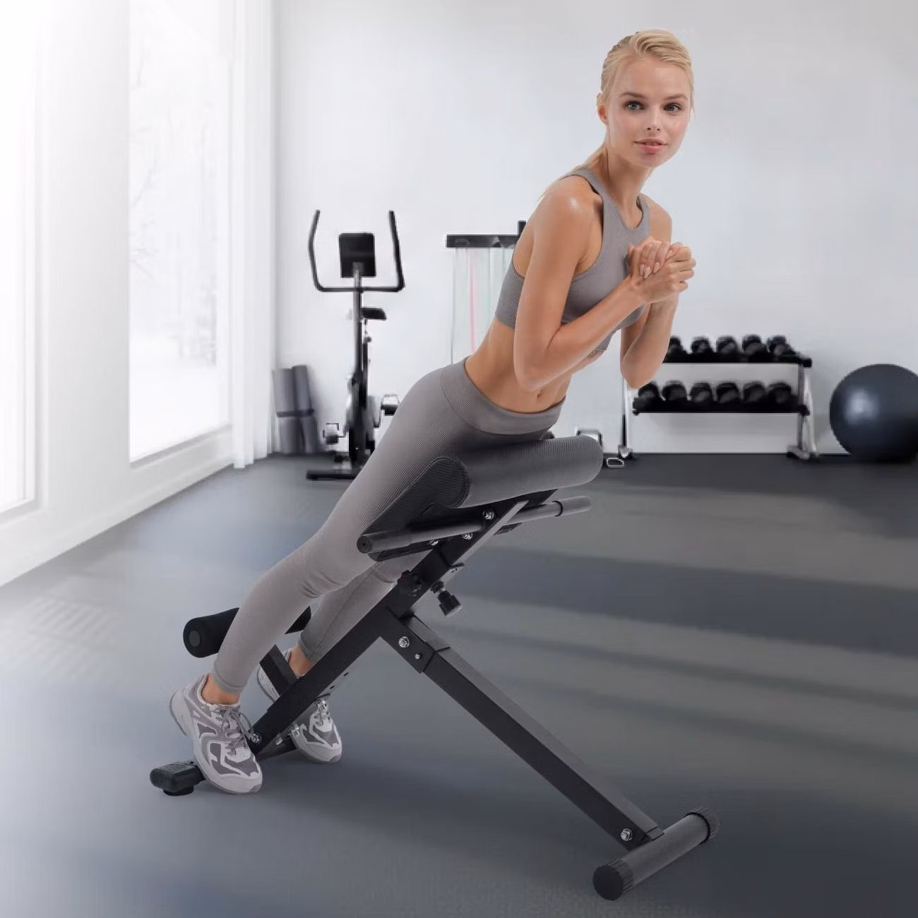 Гиперэкстензия UnixFit 130G складная / нагрузка на скамью до 130 кг / скамья силовая для спины, бедер и ягодиц, тренажер для дома