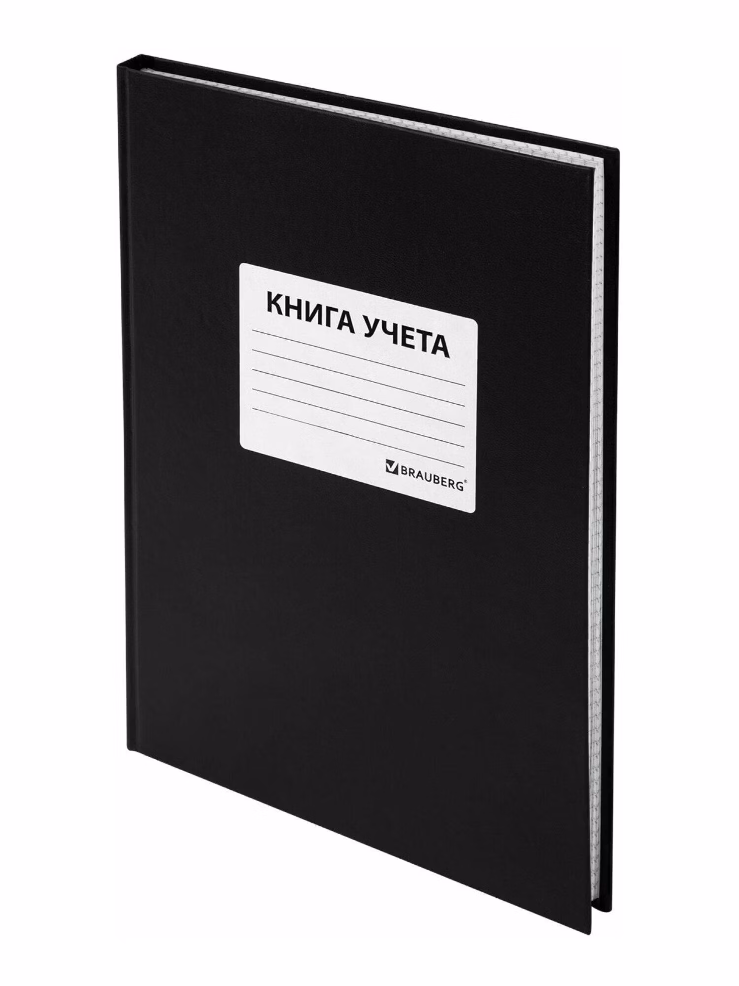 Книга учета 96л, клетка, твердая, бумвинил, офсет, наклейка, А4 200х290мм, BRAUBERG, черная, 130278