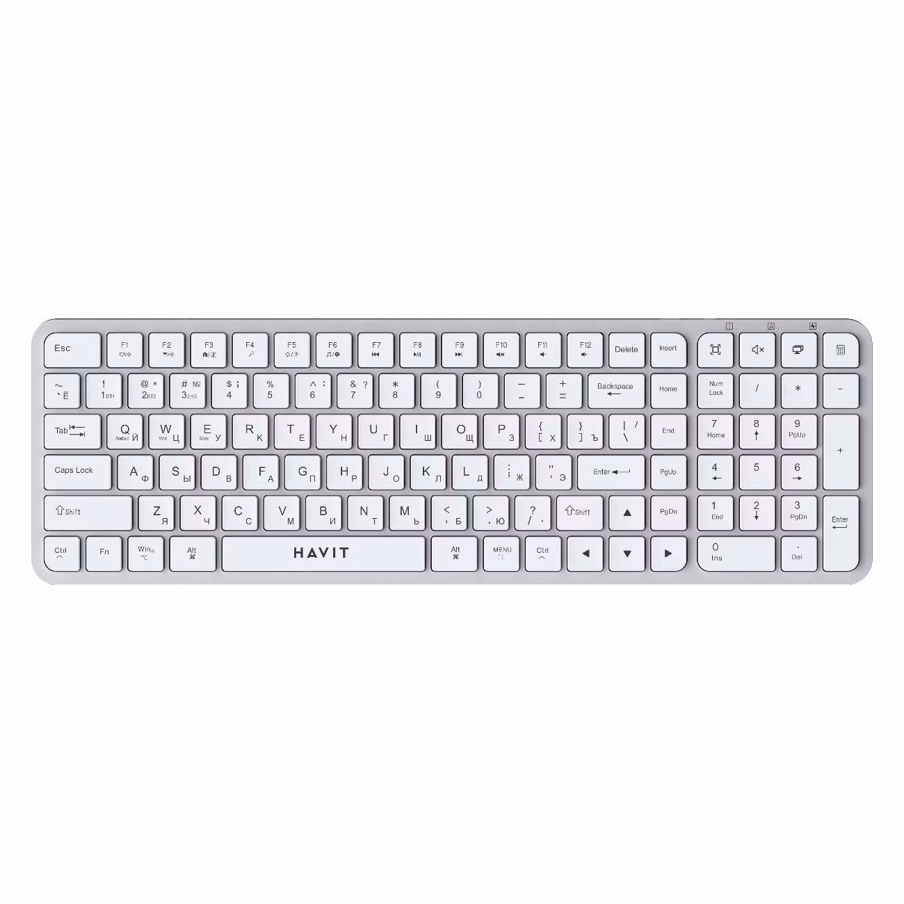 Клавиатура беспроводная Havit KB263WB серебристый/White