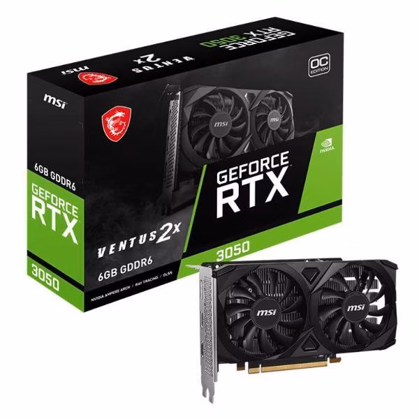 Видеокарта MSI NVIDIA GeForce RTX 3050 VENTUS 2X E OC 6GB [rtx 3050 ventus 2x e 6g oc]