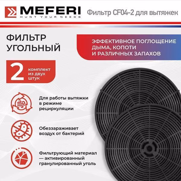 Фильтр угольный MEFERI CF04-2 (2 штуки в упаковке) 175x175х30