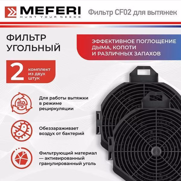 Фильтр угольный MEFERI CF02 (2 штуки в упаковке) 140х150х10
