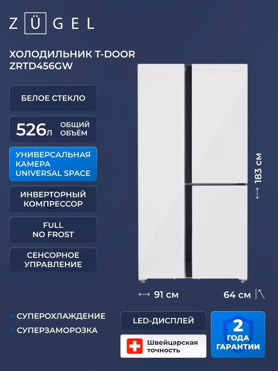 Холодильник ZUGEL ZRTD459GW
