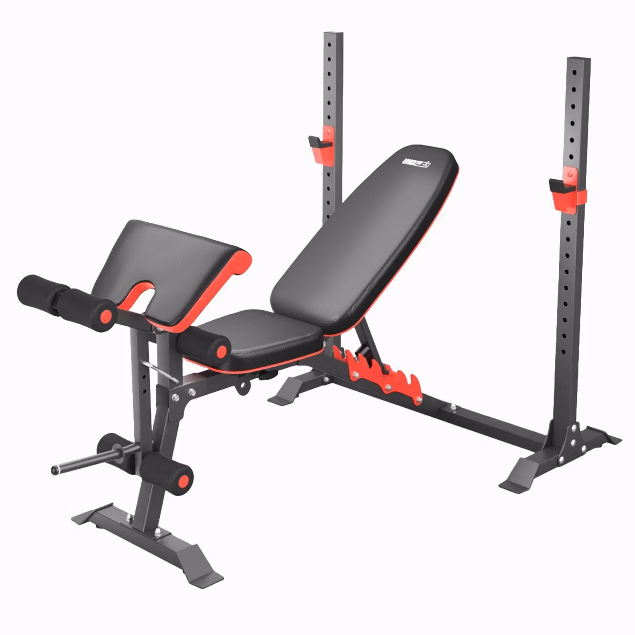 Силовая скамья со стойками для дома UnixFit 130DD спортивная для тренировок, жимовая силовая скамья для фитнеса