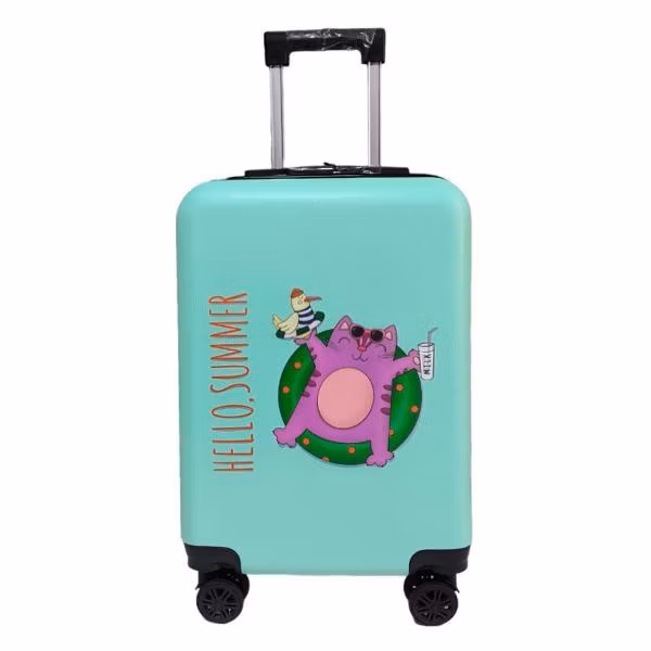 Чемодан Lats XS (арт.704) Кот в круге, бирюзовый