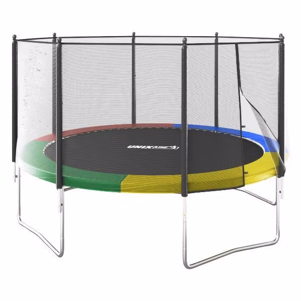 Батут UNIX line Simple 12 ft с внешней защитной сеткой, общий диаметр 366 см, до 150 кг, большой, детский батут для улицы, цветной