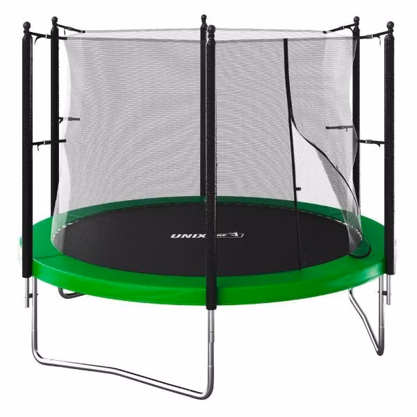 Батут UNIX line Simple 10 ft с внутренней защитной сеткой, общий диаметр 305 см, до 140 кг, большой, детский батут для улицы, зеленый
