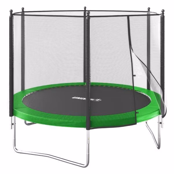 Батут UNIX line Simple 10 ft с внешней защитной сеткой, общий диаметр 305 см, до 140 кг, большой, детский батут для улицы, зеленый