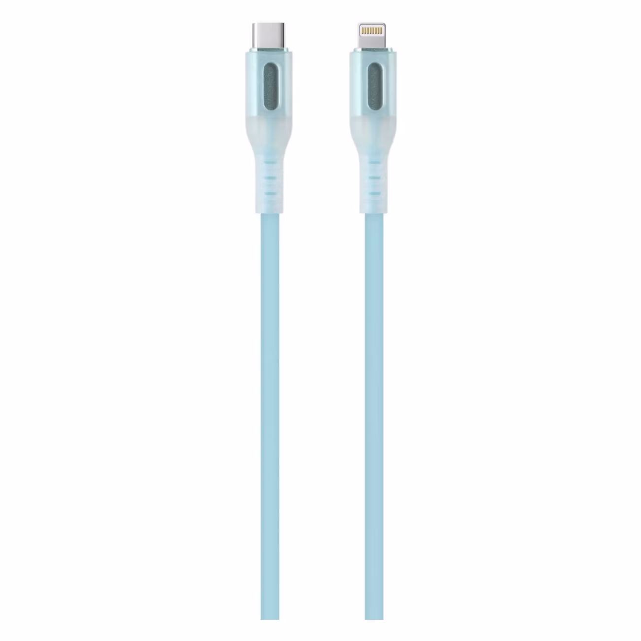 Дата-кабель Red Line pro (Shimmer), Type-C  - Lightning 2A, 27W, 1 метр, liquid silicone,  коннектор с подсветкой, зеленый
